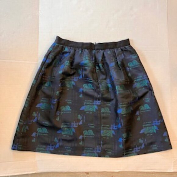 J. Crew textured satin black skirt with blue and green size 4 - Picture 2 of 5